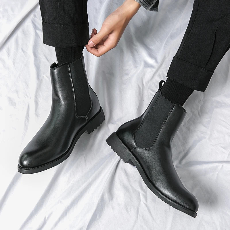 leather dress 37-46 couple business formal Chelsea mens ankle boots fashionable casual mens shoes footwear 241031