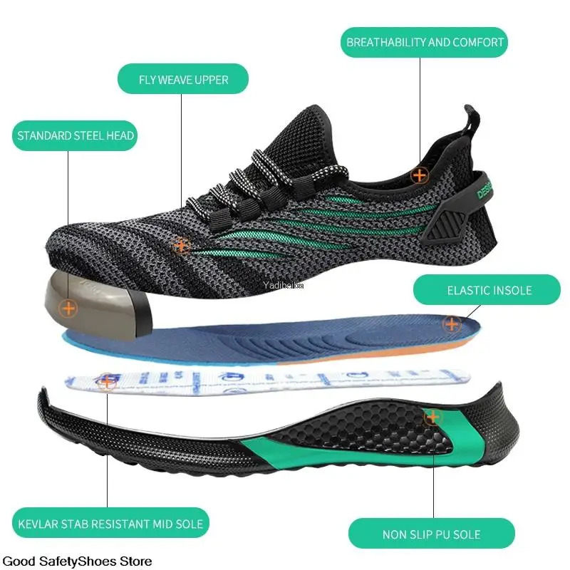 Women Safety Shoes Men For Work Shoes With Steel Toe Cap Puncture-Proof Work Sneakers Lightweight Breathable Work Safety Boots 241031