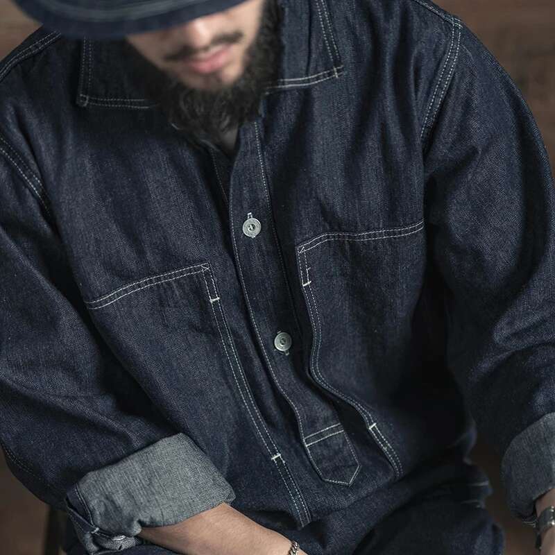 Red Bronson 1935 Army CCC Fatigue Jumper Men's Denim Overshirt Vintage Workwear