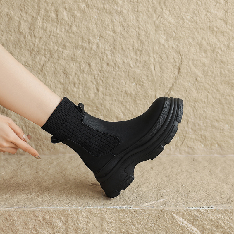 2025 new Leather Nude New Chunky Heel Square Toe High Heeled Short Designer Fashion Women Boots