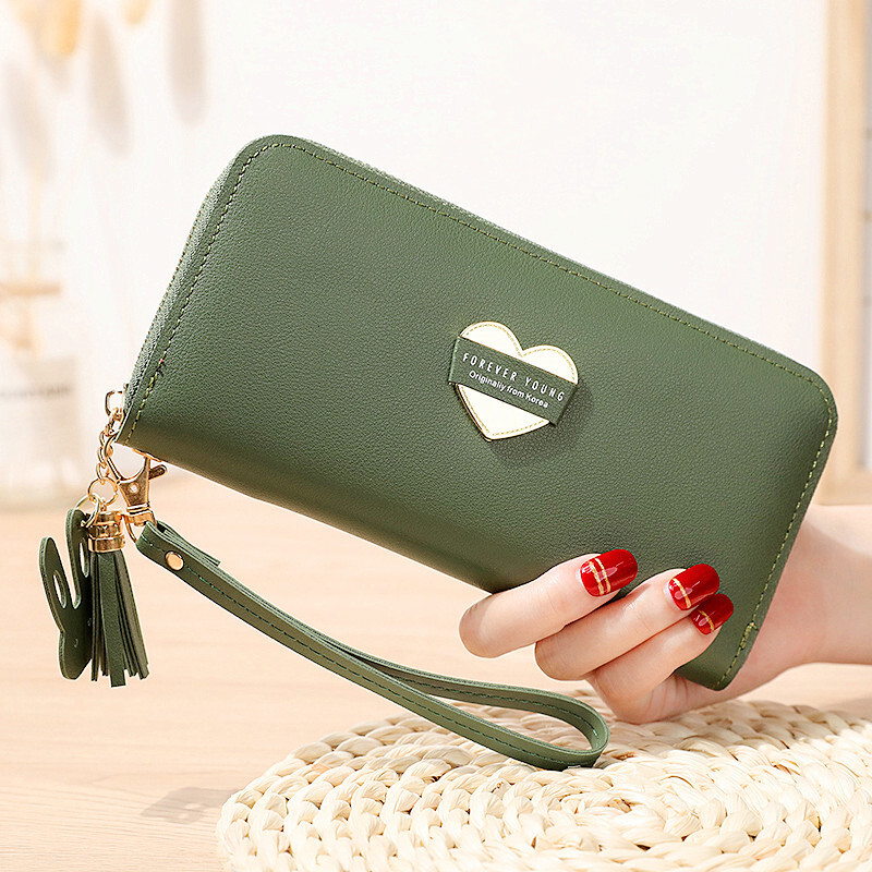 New designer women's hardware love long style fresh exchange multifunctional buckle mobile wallet