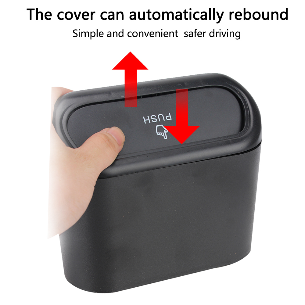 New 1L Car Interior Storage Case Trash Bin Push Can Mini Tray Dustbin Garbage Box Door Seat Clip Stand Holder Automotive Accessories