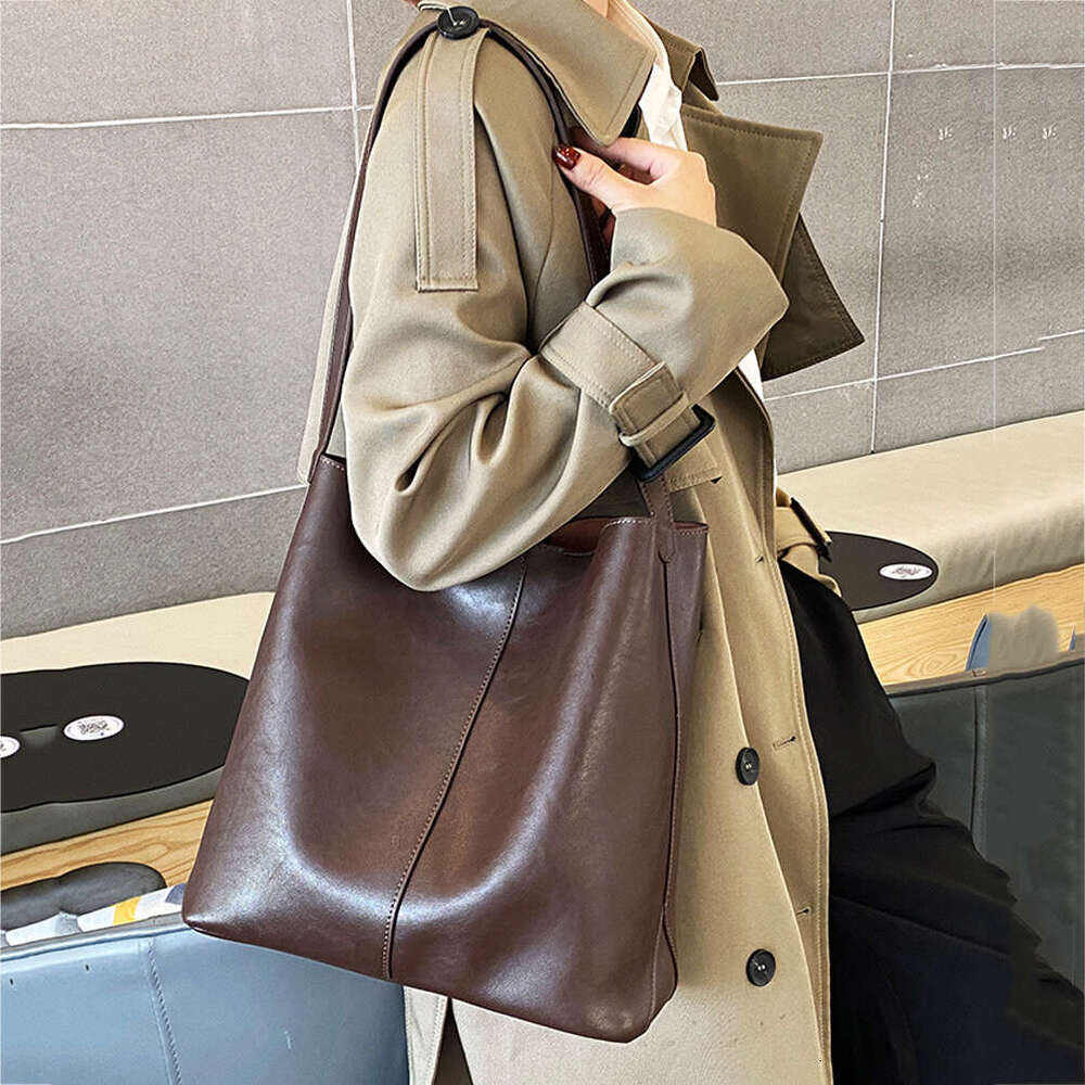 Women Tote Fashion Lady Large Capacity Bucket Cowhide Split Leather Laptop Handbag Casual Shoulder Bag For Girls