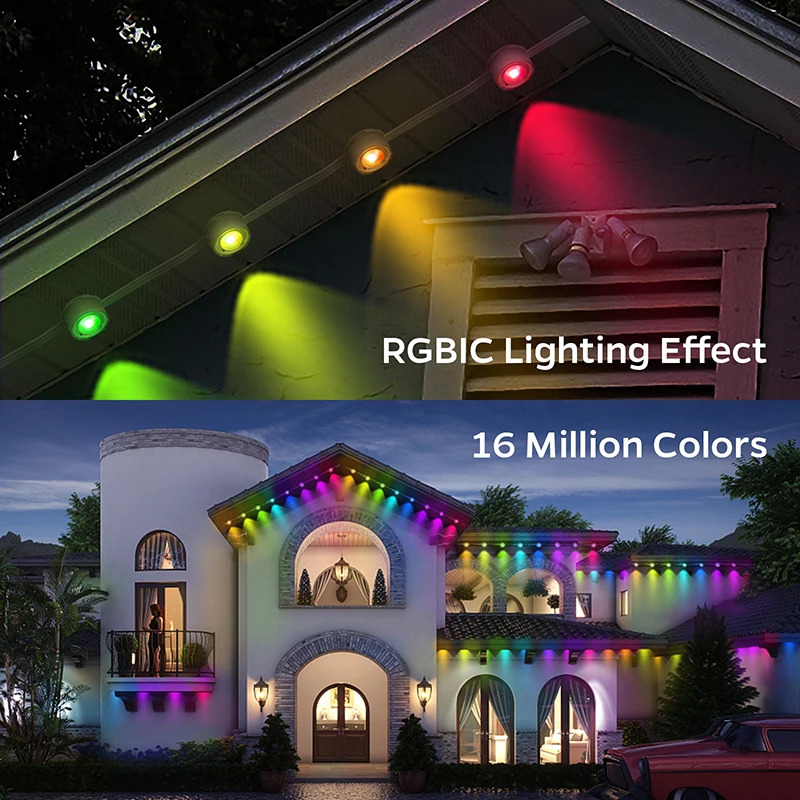 100 feet 60 LED permanent outdoor Eaves LED light waterproof RGB string light DIY scene Christmas birthday holiday party lighting 241025