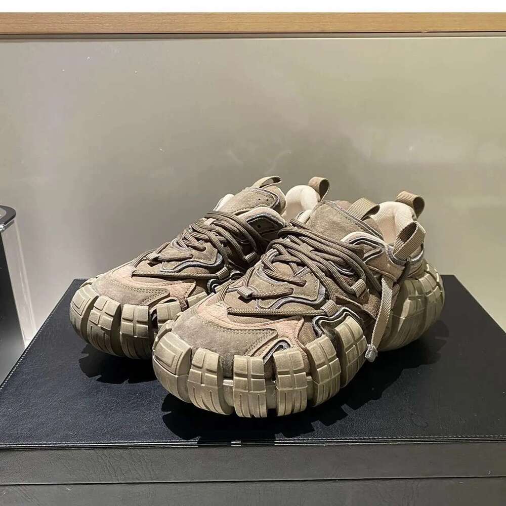 Chunky Sneaker Men Designer Tire Sole Sport Fashion Casual Microfiber Leather Height Increased Flat Platform Running Shoes
