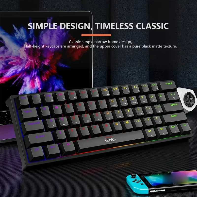 K620 Mini Backlit RGB Gaming Mechanical Keyboard Gamer Mechanic Kit 60 Percent DIY Custom PBT Keycap Hotswap Pink Black USB PCLX241031