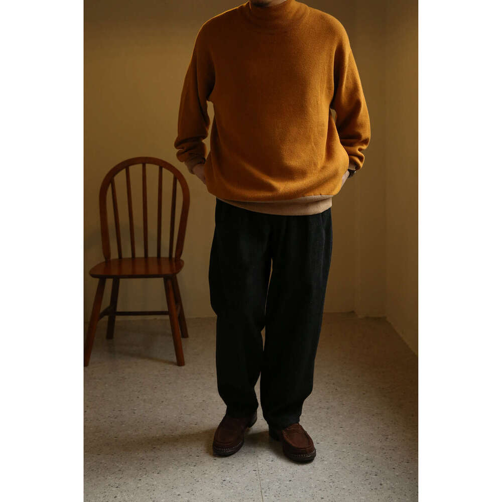 Second Order Turtleneck Men's Sweater Dropped Shoulder Two-Tone Knit Jumper