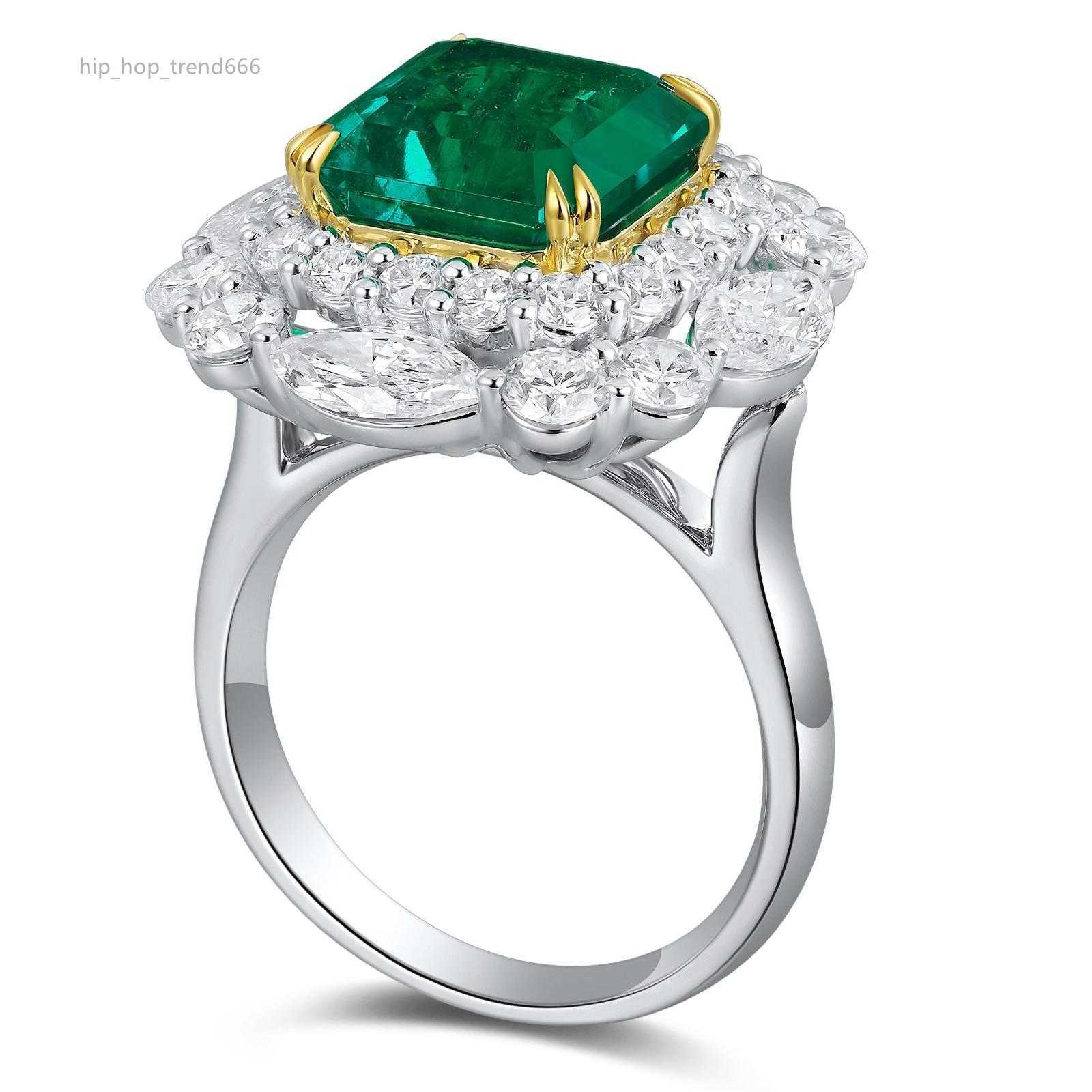 Jewelry Emerald Stone Ring 18K White Gold 3.98ct Natural Verdant Green Emerald Ring lab grown Gemstone Ring