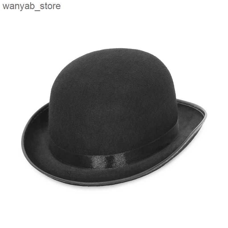 Stingy Brim Hats Halloween Men Women Magician Hats Cap Gentleman Jazz Hat Top Hat Black Red Party Bowler Hat L240910