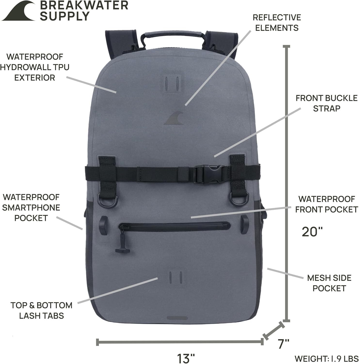 Supply 100% Waterproof Submersible Backpack, Laptop Bag, Airtight Zippers Travel Outdoors | 25L 20L 15L