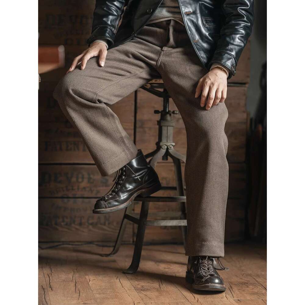 Bronson Lot 929 Vintage Pique Stripes Work Pants Salt & Pepper Winter Men's Casual Trouser