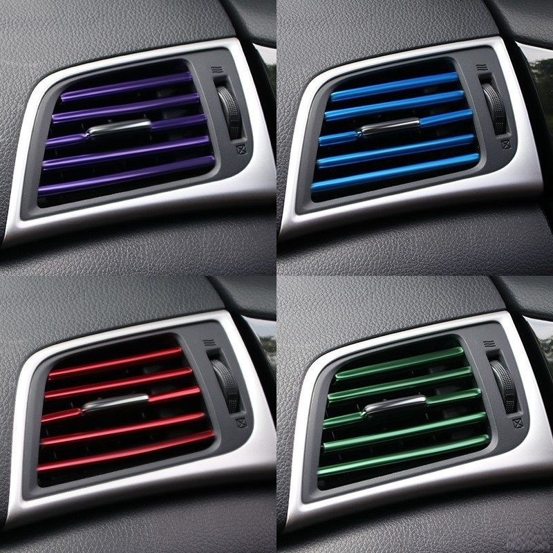 New 10Pcs 20Cm Air Conditioner Vent Outlet U Shape Chrome Colorful Shiny Trim Strips Decoration Car Accessories