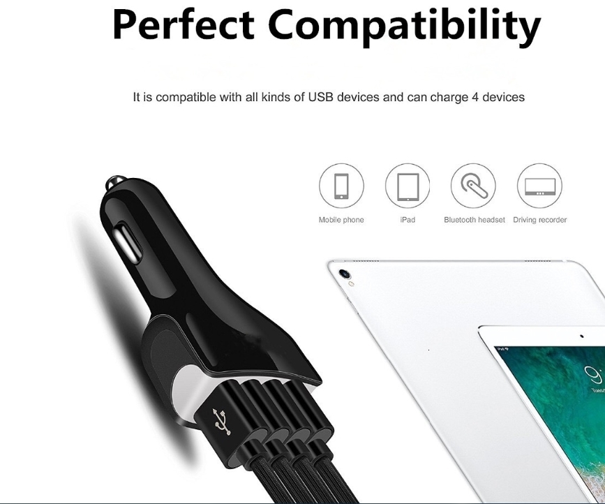 New Quick Charge QC 3.0 4 Ports Fast Phone Phone Car USB Charger