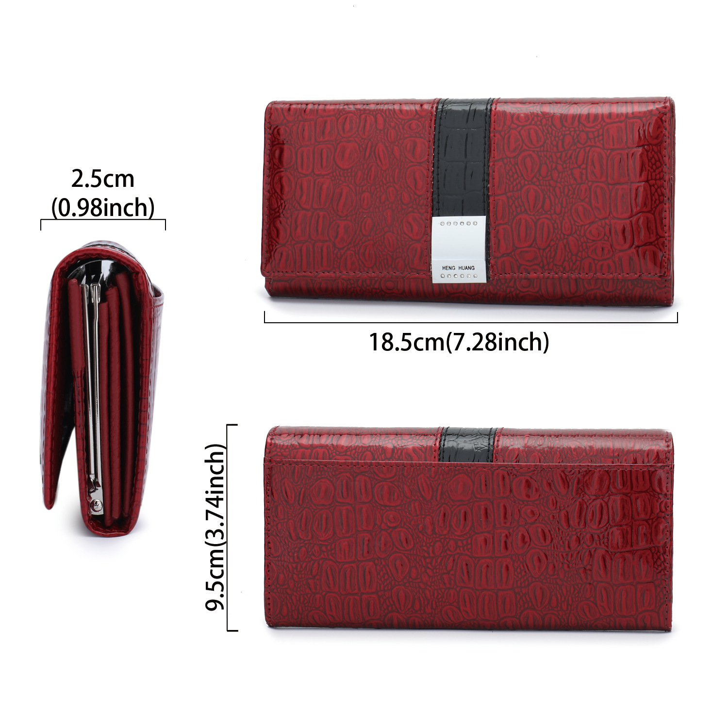 New designer fashionable high-end women's long wallet patent shiny leather generous buckle hardware handbag