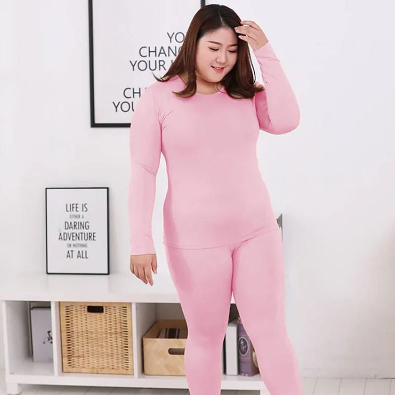 Winter Warm Thermal Underwear Sets Sleepwear Ladies Intimates Women Shaped Sets Female Thermal Shaping Clothes Plus Size M-5XL 241031