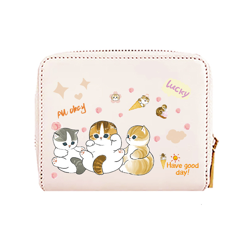 New designer wallet card bag integrated with cute ladies' cartoon cat, large capacity Instagram, compact Korean version, anti demagnetization