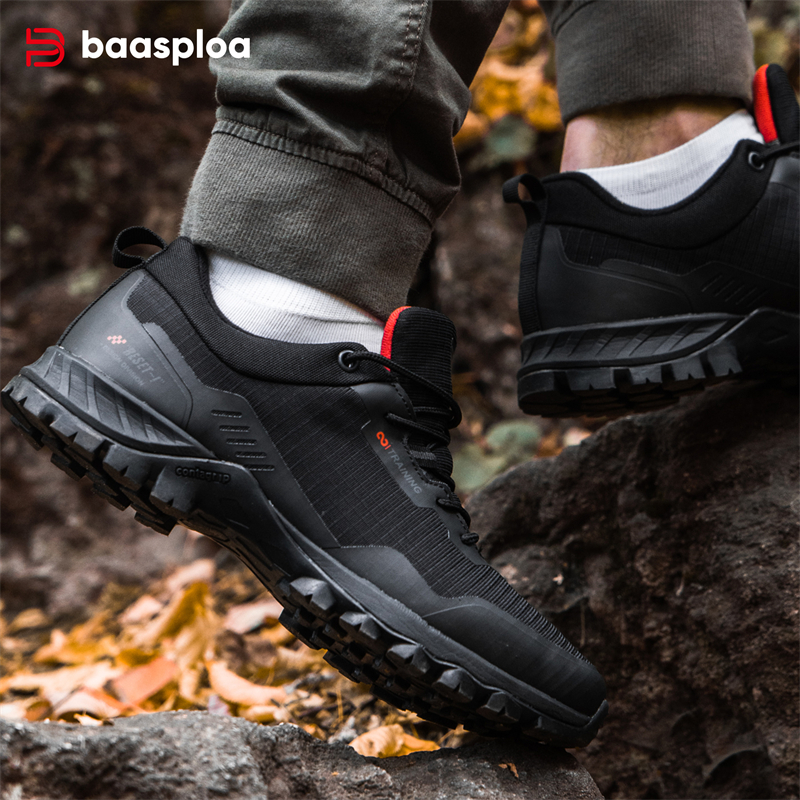 Baasploa Men's Hiking Shoes Wear-Resistant Man Outdoor Waterproof Sneaker Light Male Walking Shoes