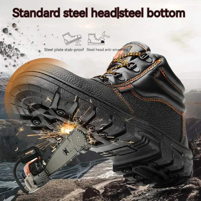 Wear resistant mens work safety boots shockproof perforated work shoes waterproof boots shockproof work boots 241031