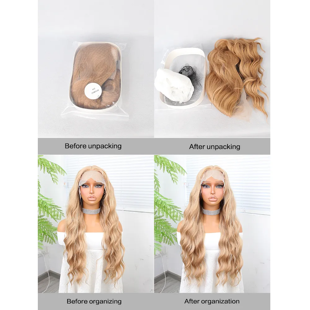 13x4.5 T Lace Deep Wave 180 Density Curly Wigs 28 Inch Silky Coloured Brazilian Water Wave Lace Front Wigs Pre Plucked Color Synthetic Frontal Wig For