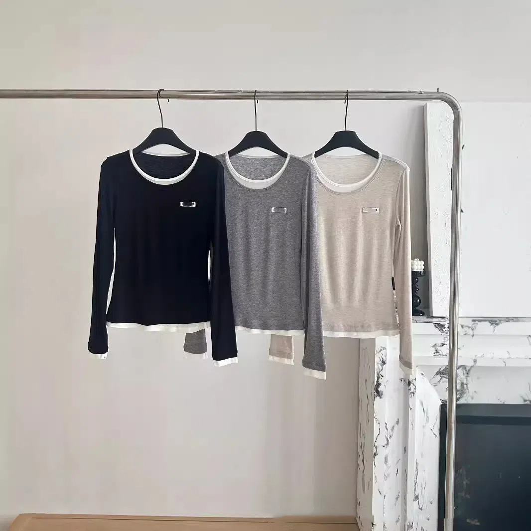 Women's T-Shirt Women T-shirt Solid Long Slve Casual Autumn Winter U Neck Sexy Slim Thin Cropped Tops H25215