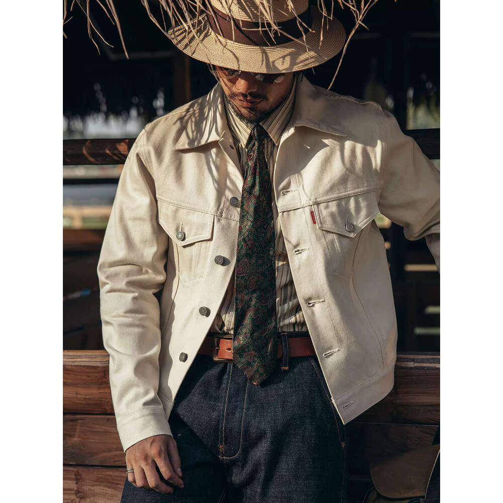 Red Tornado Type III Trucker Jacket 557Xx White Seedge Denim Short Mens Outerwear Slim Fit