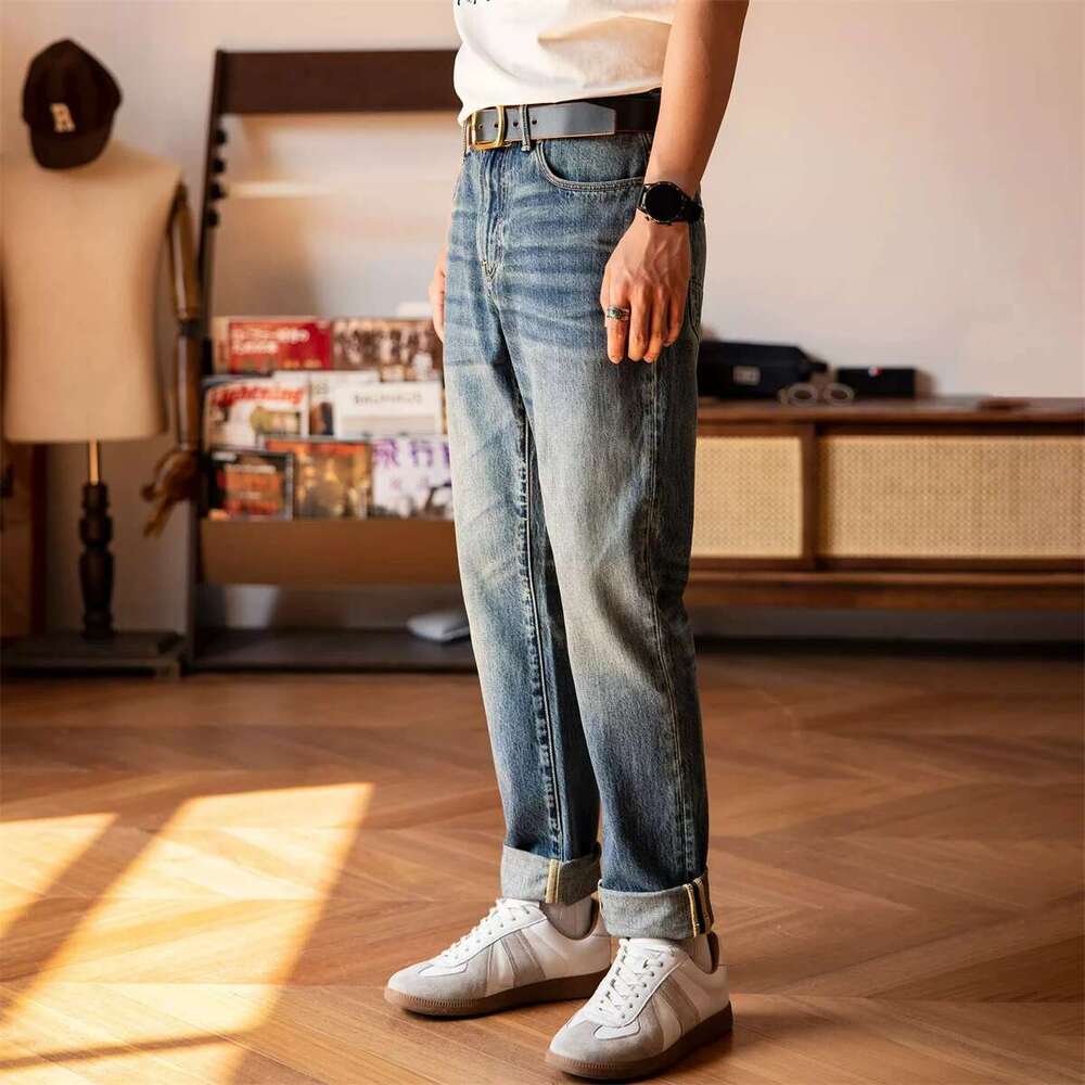 Red Tornado Vintage Wash 705 Jeans Slightly Tapered Fit Light Blue Men's Casual Denim Pants