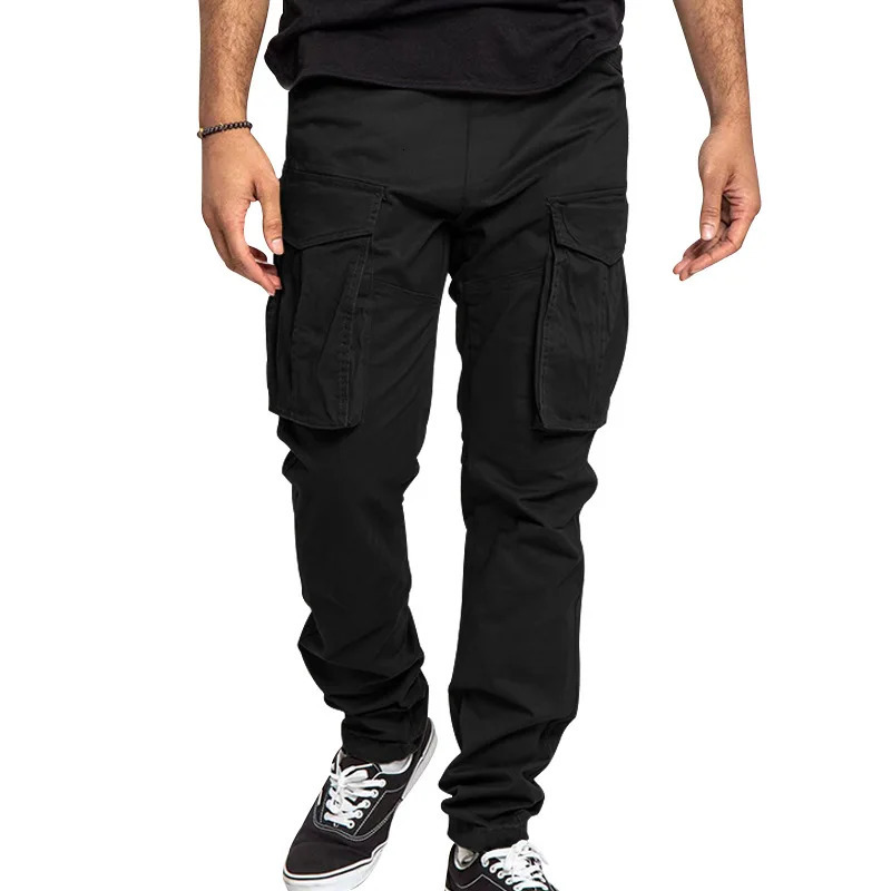 2024 independent station spring and summer plus size mens cargo pants solid color multi-pocket casual pants mens model 241031