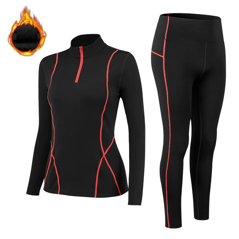 Thermal Underwear Women Mock-neck Sets Thin Fleece Fitness Shapewear Elastic Winter Female Clothing Undershirts and Underpants 241031