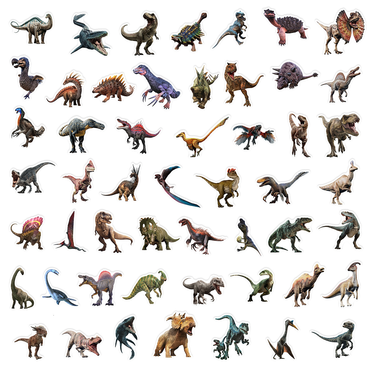 New 50Pcs Jurassic Dinosaur Stickers Kids Toy Gift DIY Laptop Phone Suitcase Notebook Ancient Animal Sticker Graffiti Decals