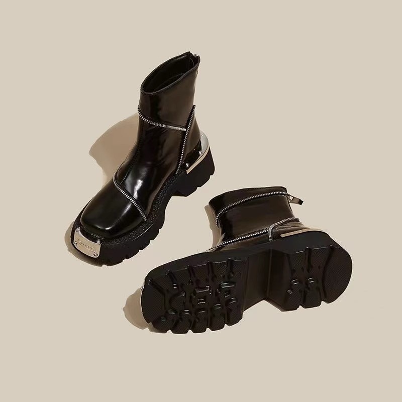 Bottom Platform Thick Women Ankle Boots Woman Shoes Zipper Fashion Female Designer Motorcycle Boot Casual Ladies Footwear
