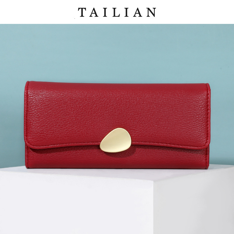 New designer Tailian classic lychee three fold wallet long women's handbag wallet