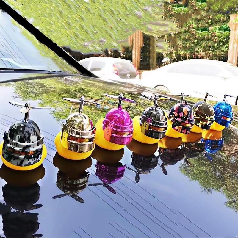 New Motor Yellow Ornaments With Helmet For Bike Without Lights Auto Accessories Duck In The Car Interior Decoration