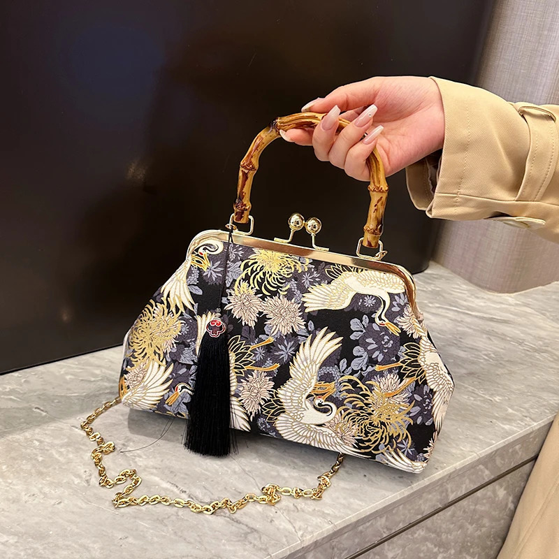 Evening Dress Womens Clutch Bag Bridal Wedding Clutch Wallet Chain Shoulder Bag Small Party Handbag Rattan Handle Handbag 241031
