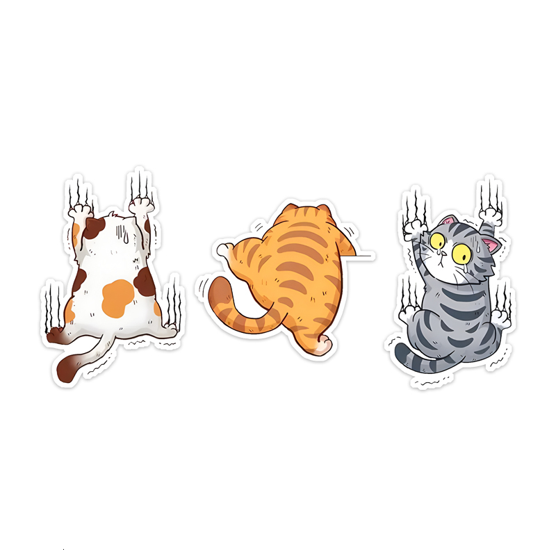 New Quirky Cat Cartoon Car Decal Glossy Glittered Seldhesive Animal Sticker