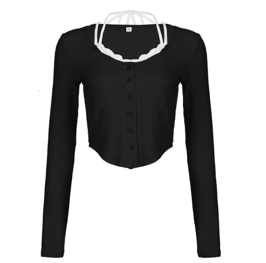Designer spliced breasted long sleeved top for women's shirts, long sleeved women's long sleeved knitwear
