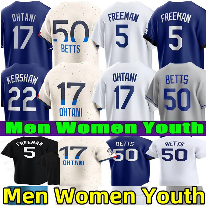 Ohtani Jersey Shohei 17 Mookie 50 Valenzuela Teoscar 5 Freeman 34 Dodgers - Men Youth Kids Baseball Jerseys