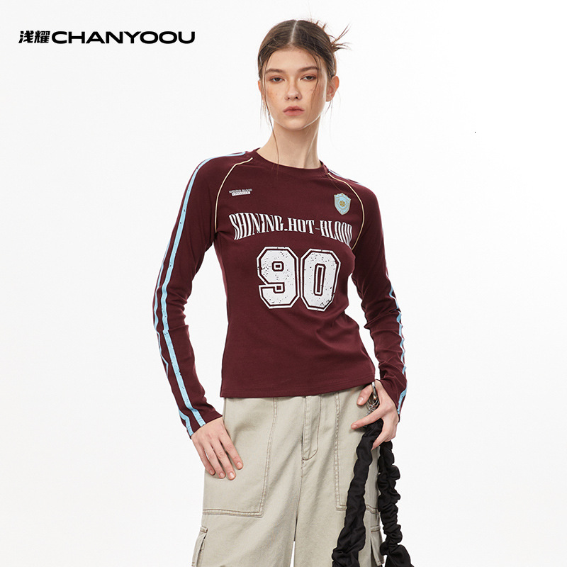 Designer Shallow Shine Clothing | American Three Bar Hot Girl Shoulder T-shirt Short Women's Autumn Trend Brand Sweet Cool Style Sports Top