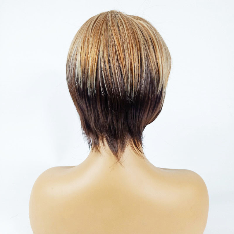 Fashion wig for women short straight hair new synthetic fiber headpiece wigs human hair