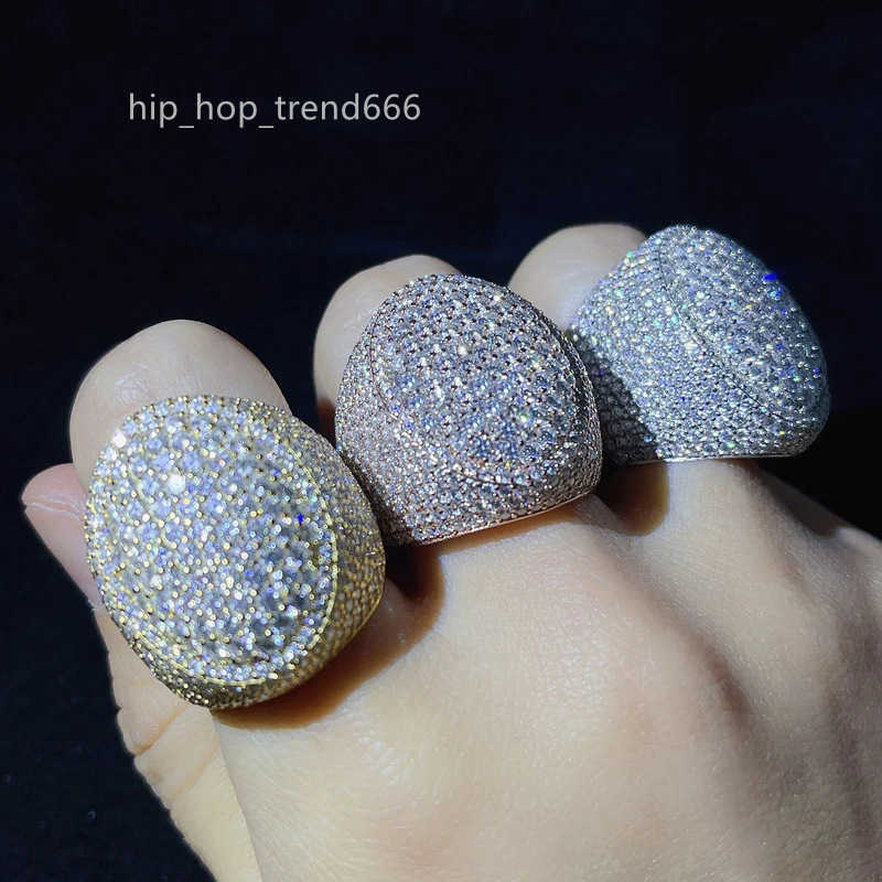 Hip Hop Men Luxury Ring Fashion Inlaid moissanite Full Diamond Personality Big Diamond Pigeon Ring