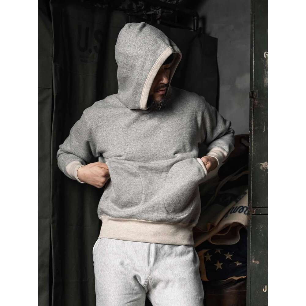 Red Bronson 1930S Bo Pockets Hooded Sweatshirt Extra Heavy Weight Cotton Hoodies