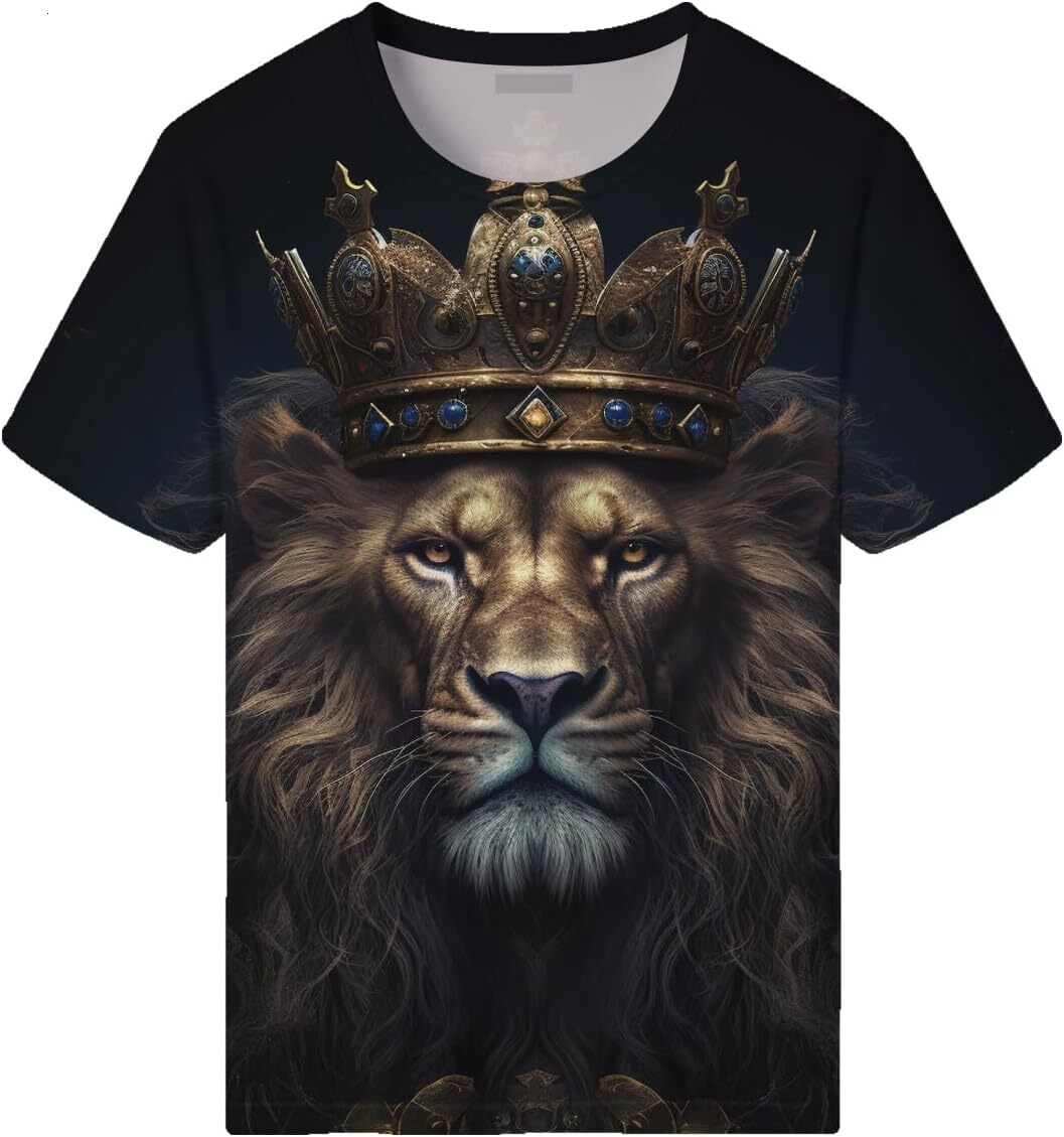 Mens T shirt Mens T shirt Men's Lion Graphic T-Shirt Summer Fashion Fashion goes with everything Tee Top Shirt Design T-Shirts Summer Short Sleev