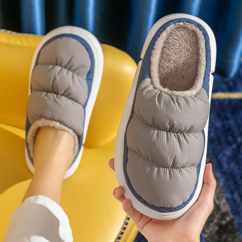 womens mens anti slip winter warm plush waterproof thick sole leisure apartment family couple anti slip soft fur slider 241031