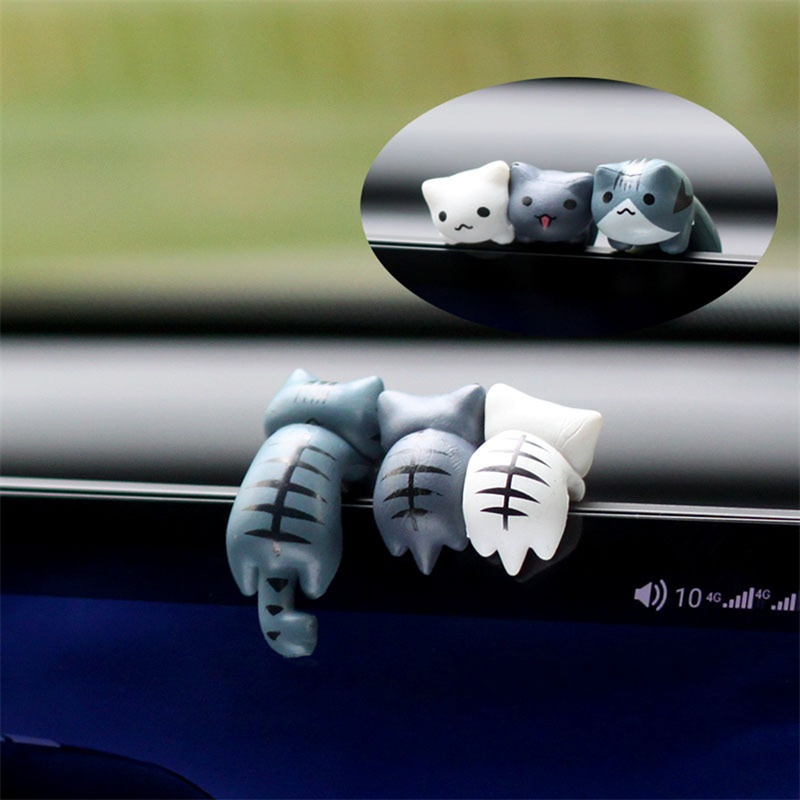 New 6Pcs Mini Cartoon Ornaments Screen Edge Decoration Cat Micro Landscape Model Cute Car Accessories Gifts