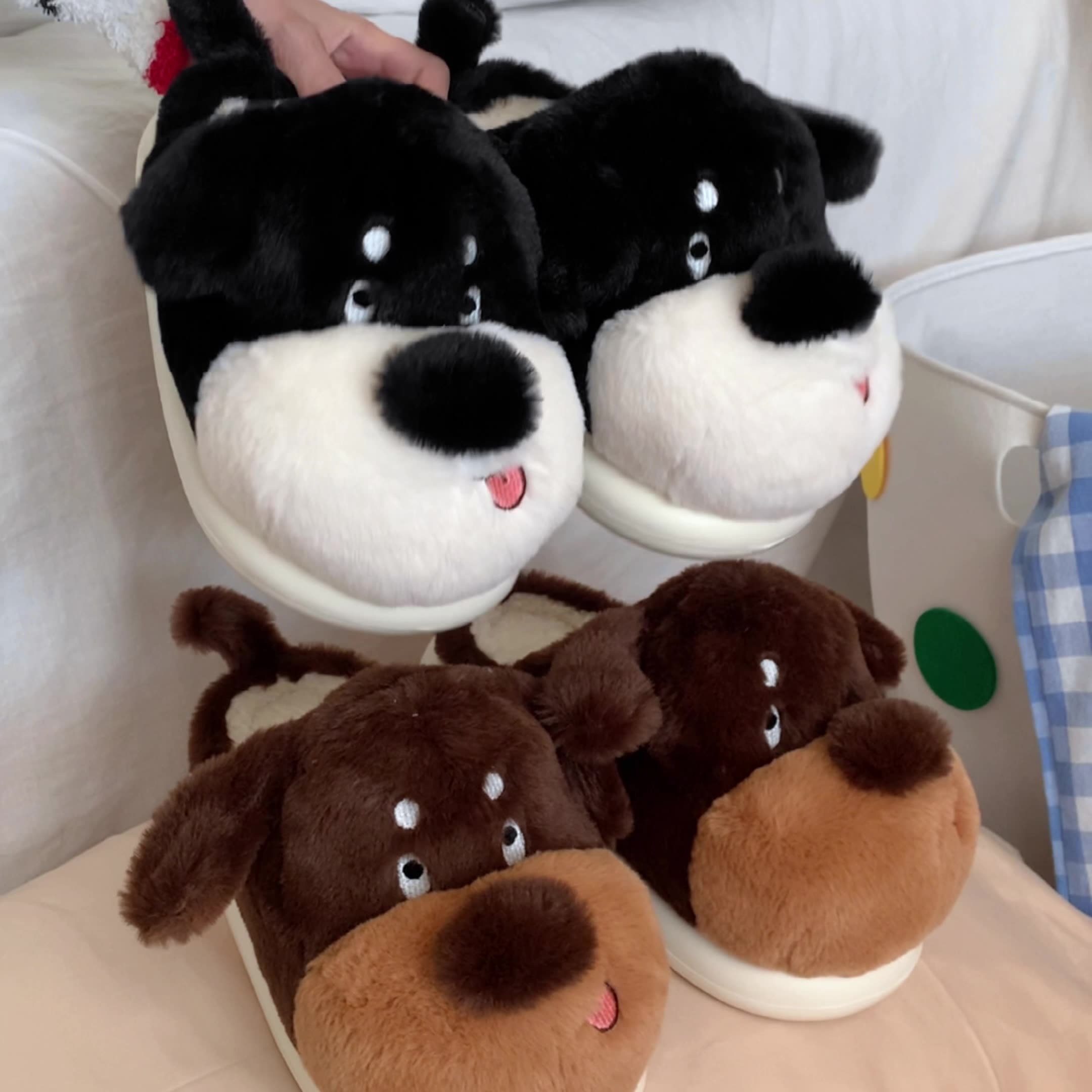 Cute animal Slippers for women Girls Fashion Kawaii Fluffy winter Warm women cartoon cute dog shoes