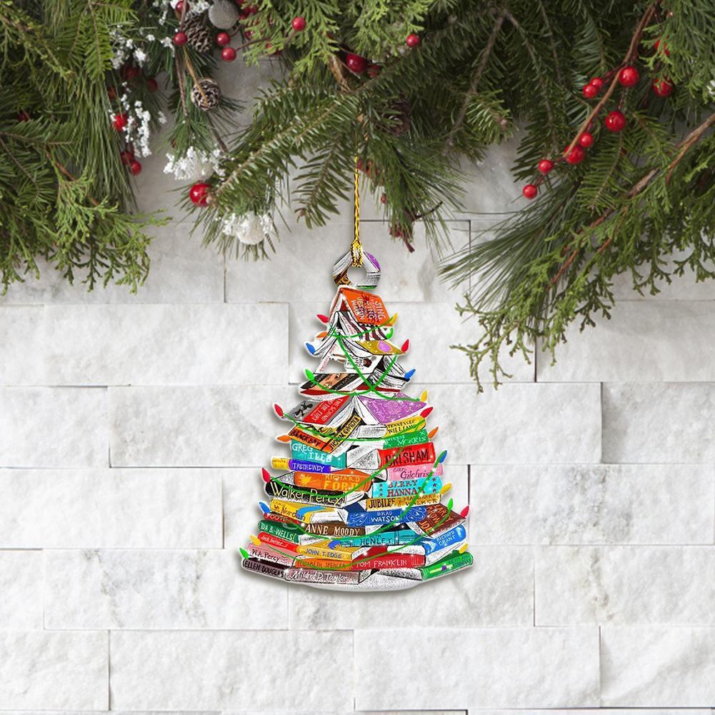 New 2022 2D Wood Christmas Decorations Bird Parrot Rooster Cows Book Colored Balls Xmas Tree Ornaments Home Decor New Year Gift