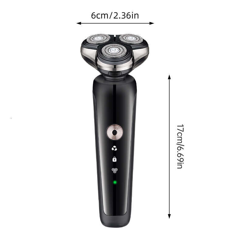 3-in-1 Men's Mini Rotary Electric Shaver Waterproof USB Rechargeable Beard Trimmer Foil Razor for Body Face Use Replacement Type