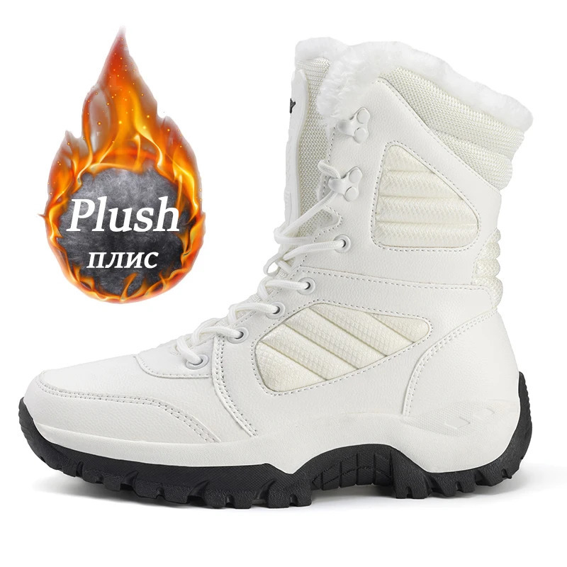 Winter Women Waterproof Platform For Men Warm Ankle Boots Plush Non-slip Couple High Gaobang Cotton Shoes 241030 4