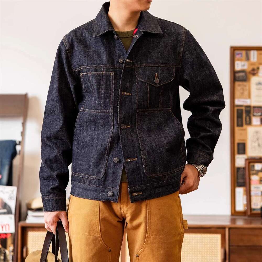 Tornado 14Oz Denim Cruiser Jacket Red Men's Flannel Ed Short Coat Ameki