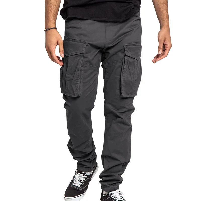 2024 independent station spring and summer plus size mens cargo pants solid color multi-pocket casual pants mens model 241031