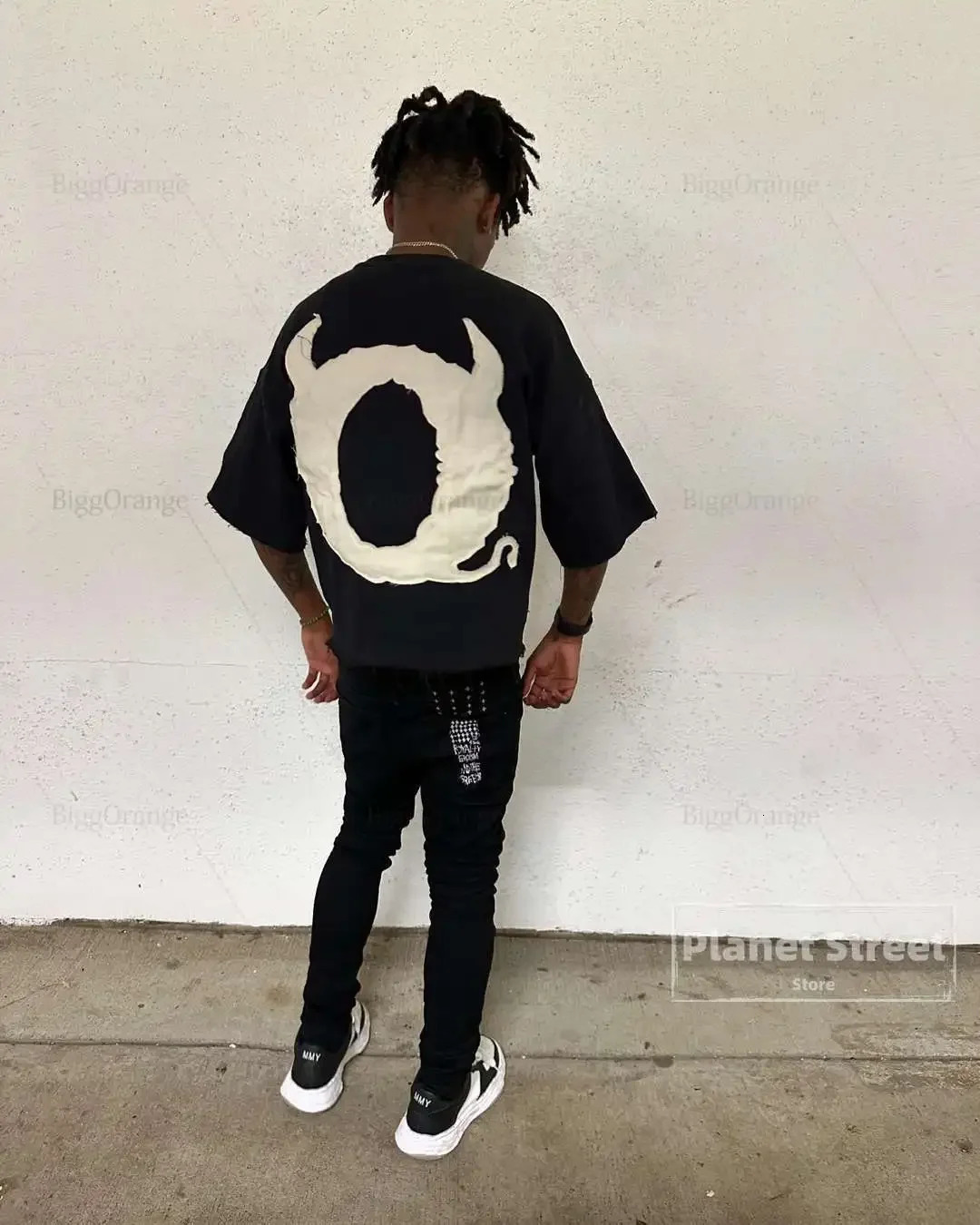American 2024 letter patch graphic t shirts harajuku oversized gothic casual streetwear graphic y2k tops goth men clothes 241031